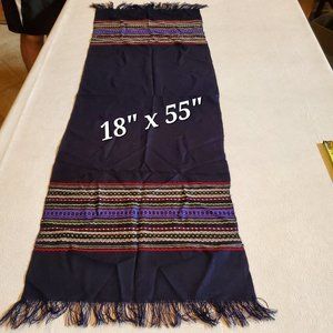 Lightweight Navy Blue Multicolor Design 18"x55" with Fringe Table Runner